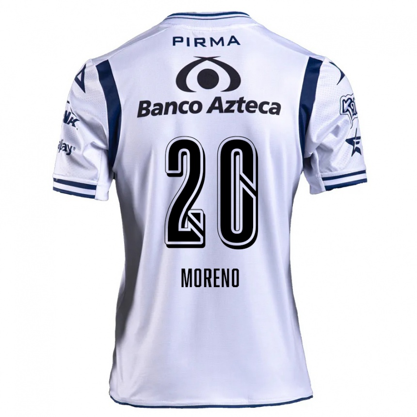 Kinder Fußball Ximena Moreno #20 Weiß Marineblau Heimtrikot Trikot 2024/25 T-Shirt Luxemburg