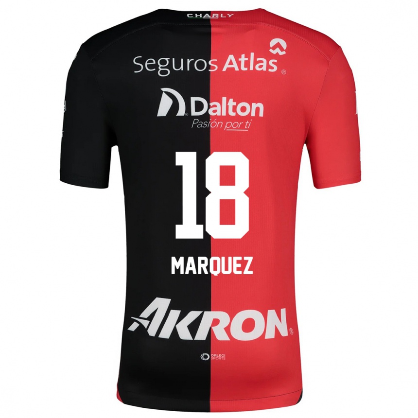 Kinder Fußball Jeremy Márquez #18 Rot Schwarz Heimtrikot Trikot 2024/25 T-Shirt Luxemburg