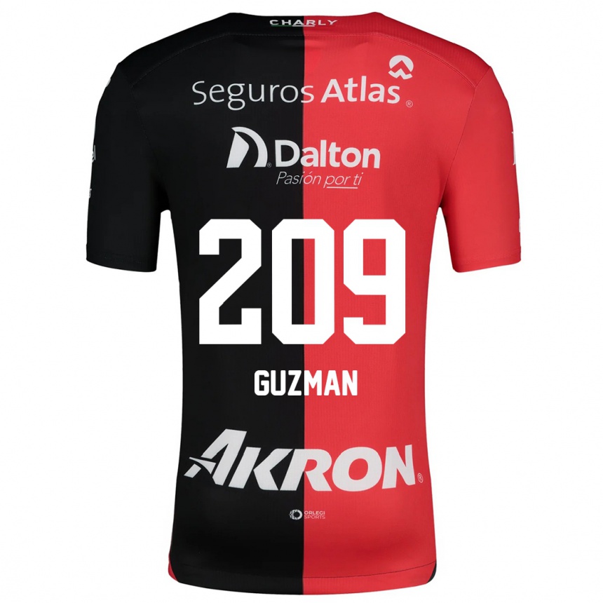 Kinder Fußball Jorge Guzmán #209 Rot Schwarz Heimtrikot Trikot 2024/25 T-Shirt Luxemburg