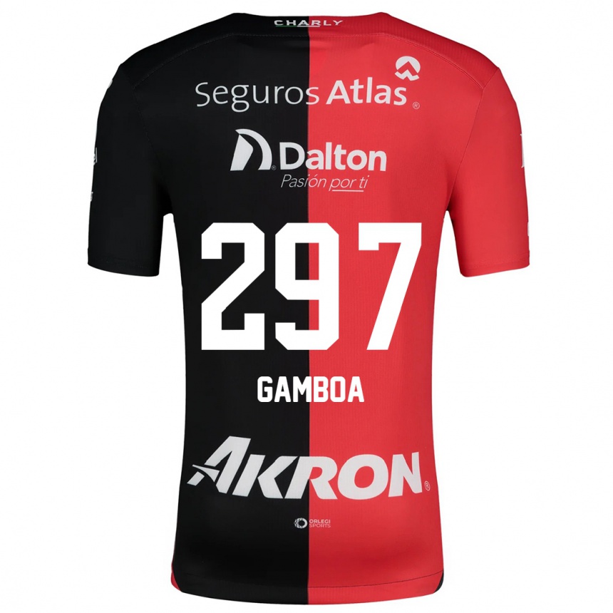 Kinder Fußball Luis Gamboa #297 Rot Schwarz Heimtrikot Trikot 2024/25 T-Shirt Luxemburg