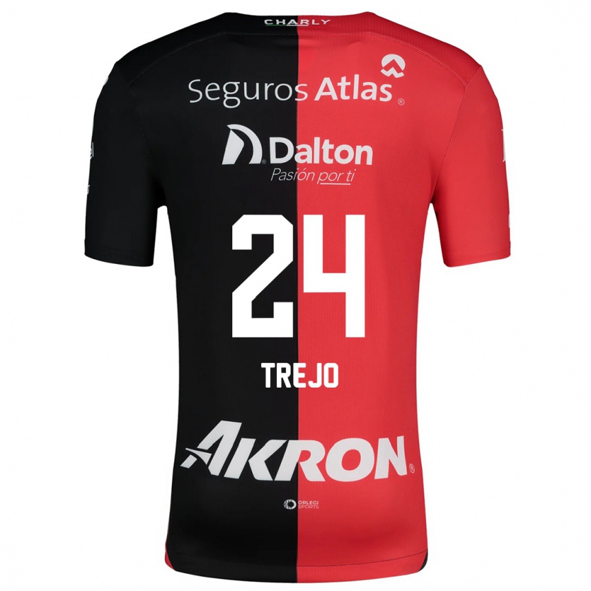 Kinder Fußball Christopher Trejo #24 Rot Schwarz Heimtrikot Trikot 2024/25 T-Shirt Luxemburg