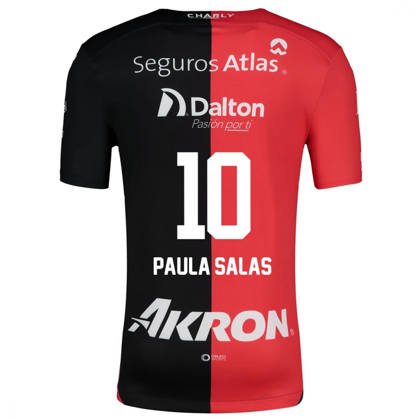 Kinder Fußball María Paula Salas #10 Rot Schwarz Heimtrikot Trikot 2024/25 T-Shirt Luxemburg