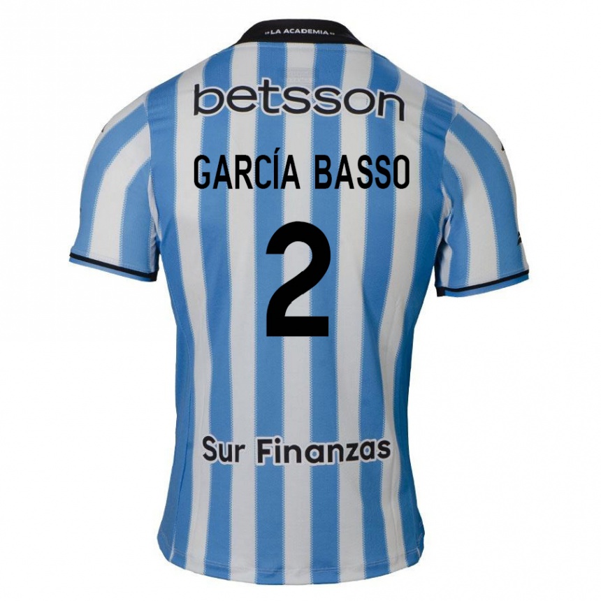 Kinder Fußball Agustín García Basso #2 Blau Weiß Schwarz Heimtrikot Trikot 2024/25 T-Shirt Luxemburg