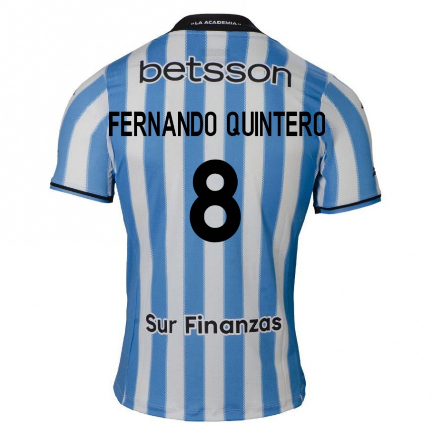 Kinder Fußball Juan Fernando Quintero #8 Blau Weiß Schwarz Heimtrikot Trikot 2024/25 T-Shirt Luxemburg