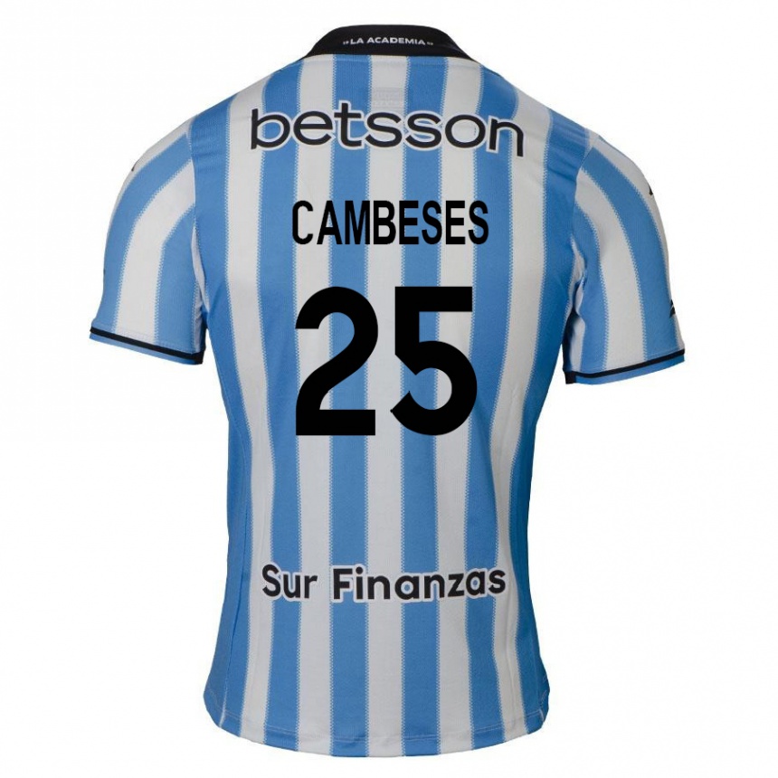 Kinder Fußball Facundo Cambeses #25 Blau Weiß Schwarz Heimtrikot Trikot 2024/25 T-Shirt Luxemburg