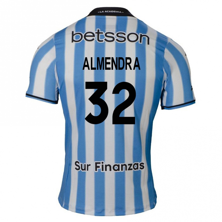 Kinder Fußball Agustin Almendra #32 Blau Weiß Schwarz Heimtrikot Trikot 2024/25 T-Shirt Luxemburg