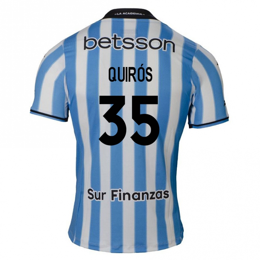 Kinder Fußball Santiago Quirós #35 Blau Weiß Schwarz Heimtrikot Trikot 2024/25 T-Shirt Luxemburg