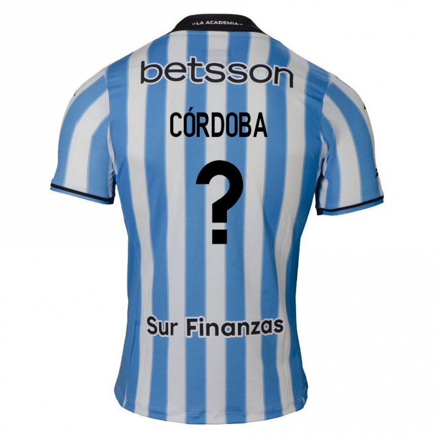 Kinder Fußball Gonzalo Córdoba #0 Blau Weiß Schwarz Heimtrikot Trikot 2024/25 T-Shirt Luxemburg