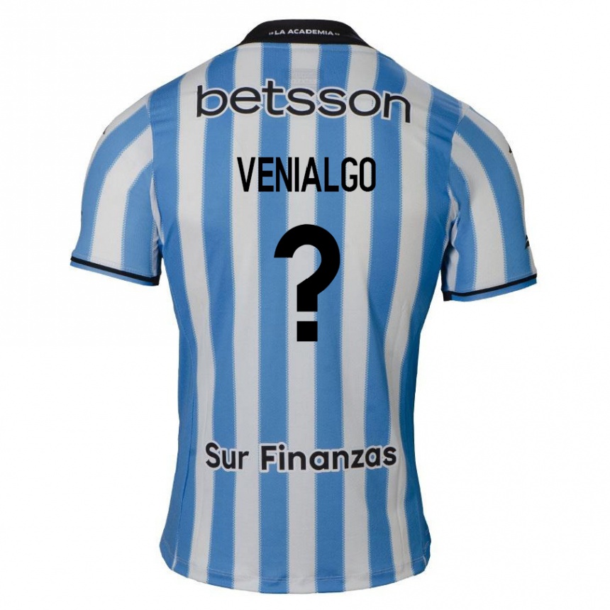 Kinder Fußball Ezequiel Venialgo #0 Blau Weiß Schwarz Heimtrikot Trikot 2024/25 T-Shirt Luxemburg