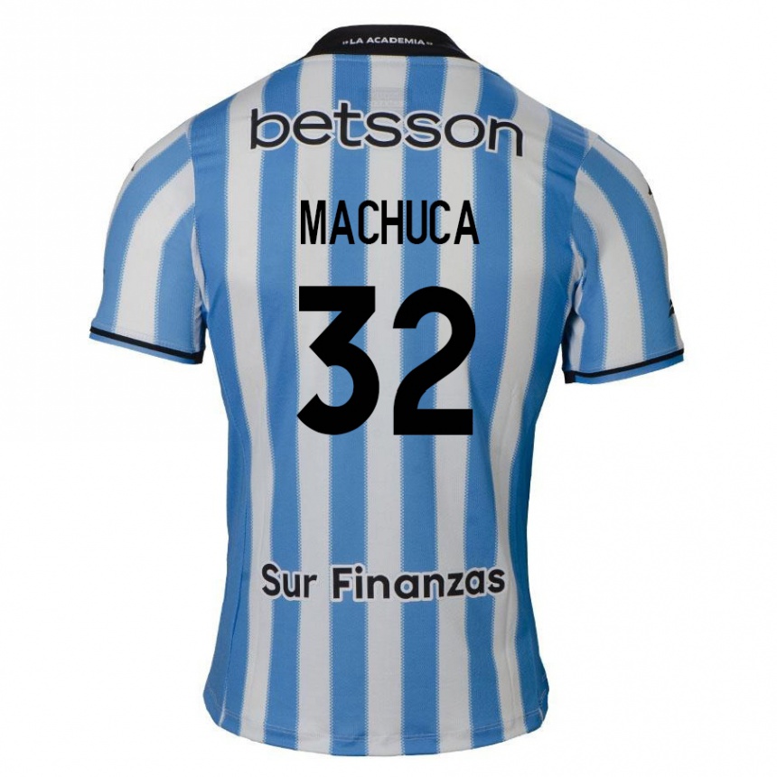 Kinder Fußball Elías Machuca #32 Blau Weiß Schwarz Heimtrikot Trikot 2024/25 T-Shirt Luxemburg