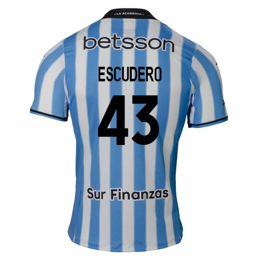 Kinder Fußball Gonzalo Escudero #43 Blau Weiß Schwarz Heimtrikot Trikot 2024/25 T-Shirt Luxemburg