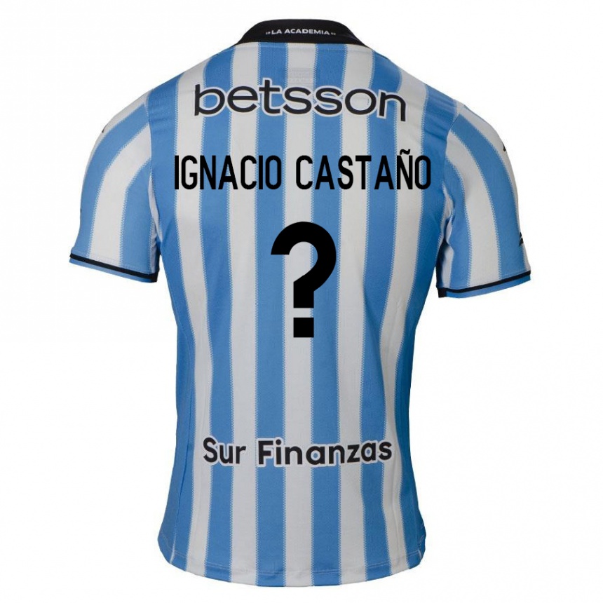 Kinder Fußball Juan Ignacio Castaño #0 Blau Weiß Schwarz Heimtrikot Trikot 2024/25 T-Shirt Luxemburg