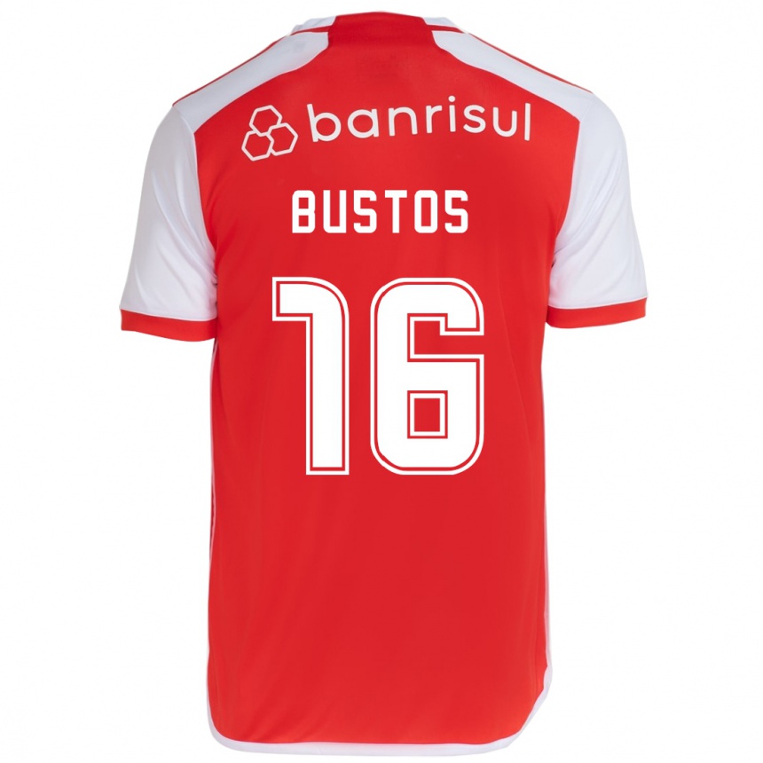 Kinder Fußball Fabricio Bustos #16 Rot-Weiss Heimtrikot Trikot 2024/25 T-Shirt Luxemburg