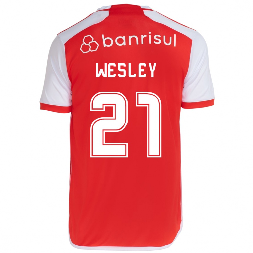 Kinder Fußball Wesley #21 Rot-Weiss Heimtrikot Trikot 2024/25 T-Shirt Luxemburg