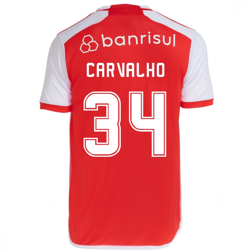 Kinder Fußball Gabriel Carvalho #34 Rot-Weiss Heimtrikot Trikot 2024/25 T-Shirt Luxemburg