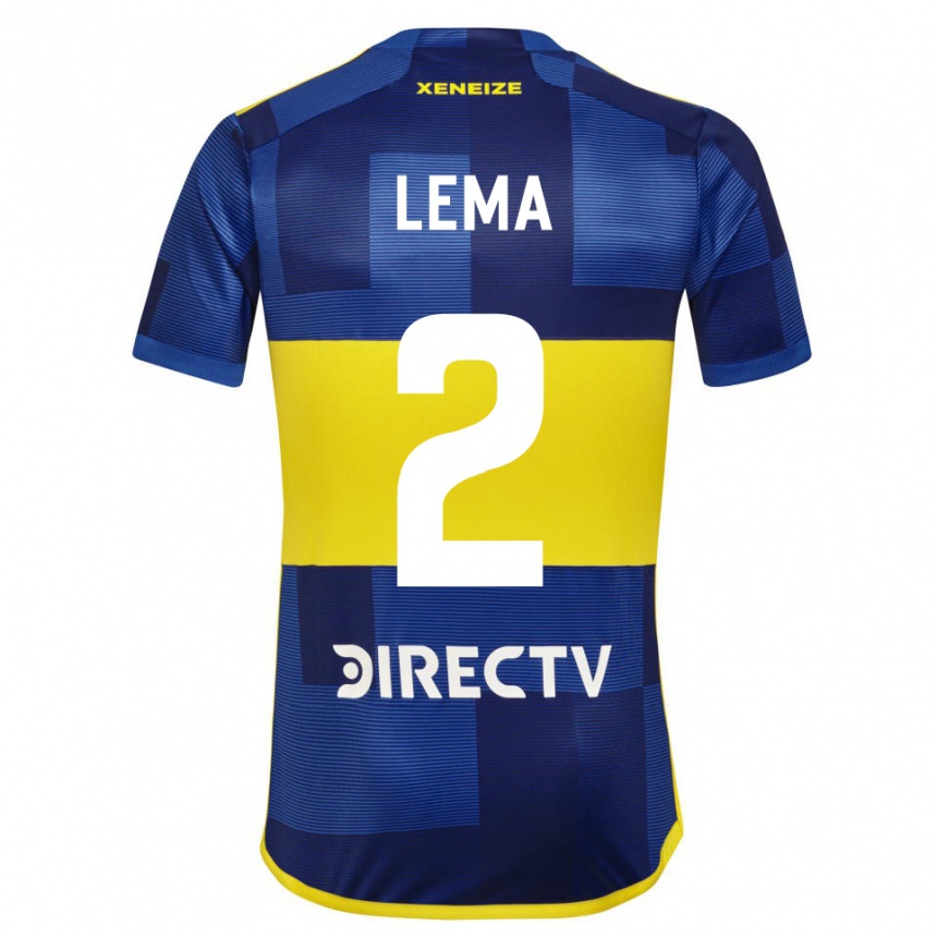 Kinder Fußball Cristian Lema #2 Blau Gelb Heimtrikot Trikot 2024/25 T-Shirt Luxemburg