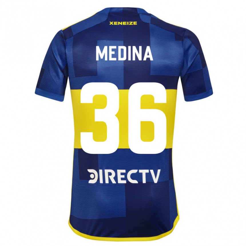 Kinder Fußball Cristian Medina #36 Blau Gelb Heimtrikot Trikot 2024/25 T-Shirt Luxemburg