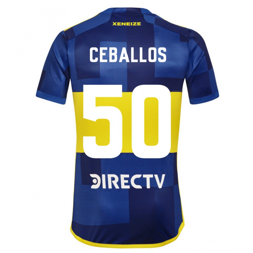 Kinder Fußball Julián Ceballos #50 Blau Gelb Heimtrikot Trikot 2024/25 T-Shirt Luxemburg