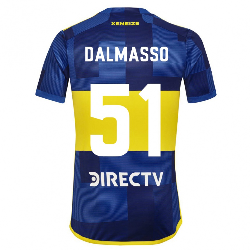 Kinder Fußball Santiago Dalmasso #51 Blau Gelb Heimtrikot Trikot 2024/25 T-Shirt Luxemburg