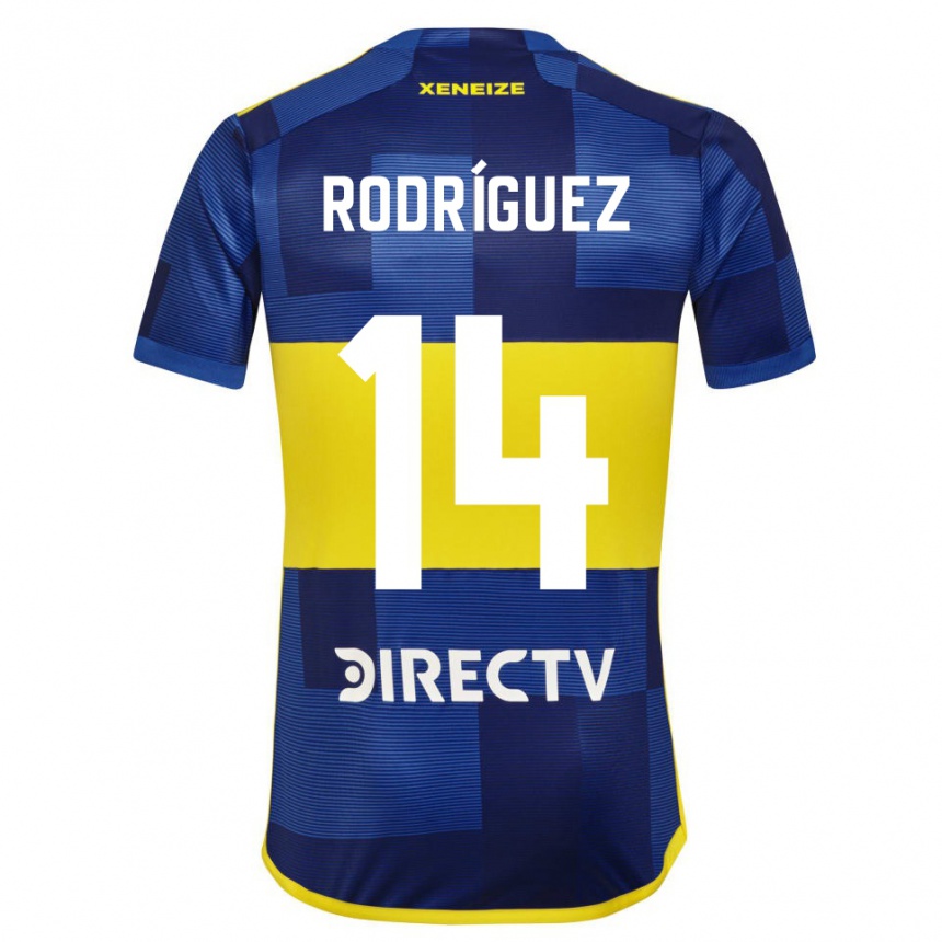 Kinder Fußball Isaías Rodríguez #14 Blau Gelb Heimtrikot Trikot 2024/25 T-Shirt Luxemburg