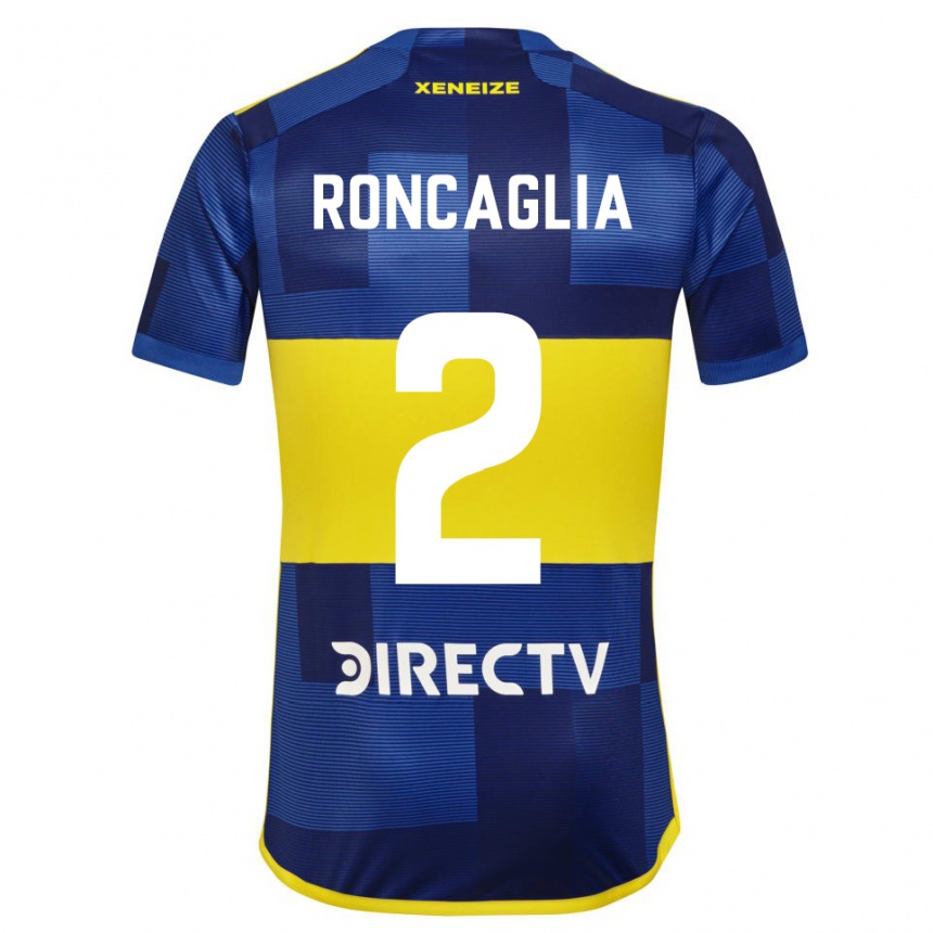 Kinder Fußball Facundo Roncaglia #2 Blau Gelb Heimtrikot Trikot 2024/25 T-Shirt Luxemburg