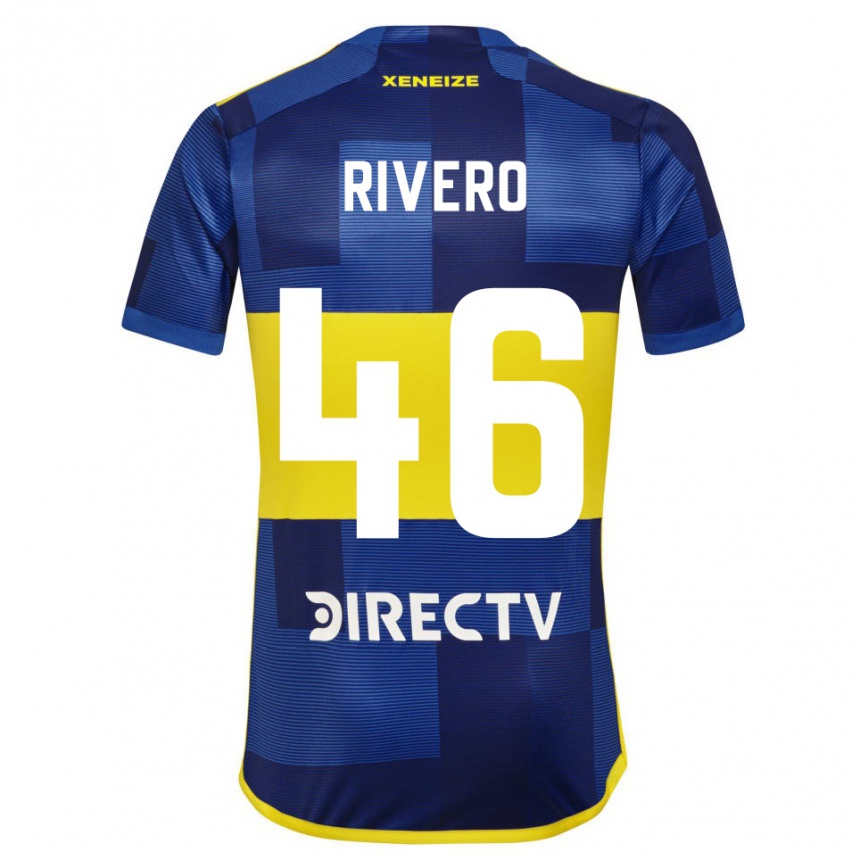 Kinder Fußball Simon Rivero #46 Blau Gelb Heimtrikot Trikot 2024/25 T-Shirt Luxemburg