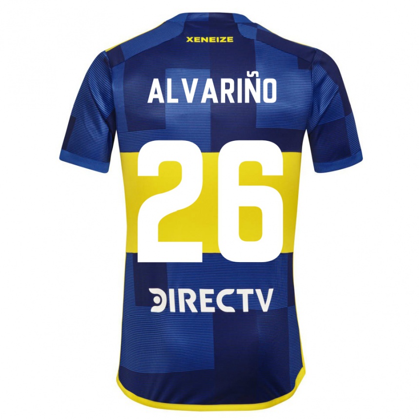 Kinder Fußball Alexis Alvariño #26 Blau Gelb Heimtrikot Trikot 2024/25 T-Shirt Luxemburg