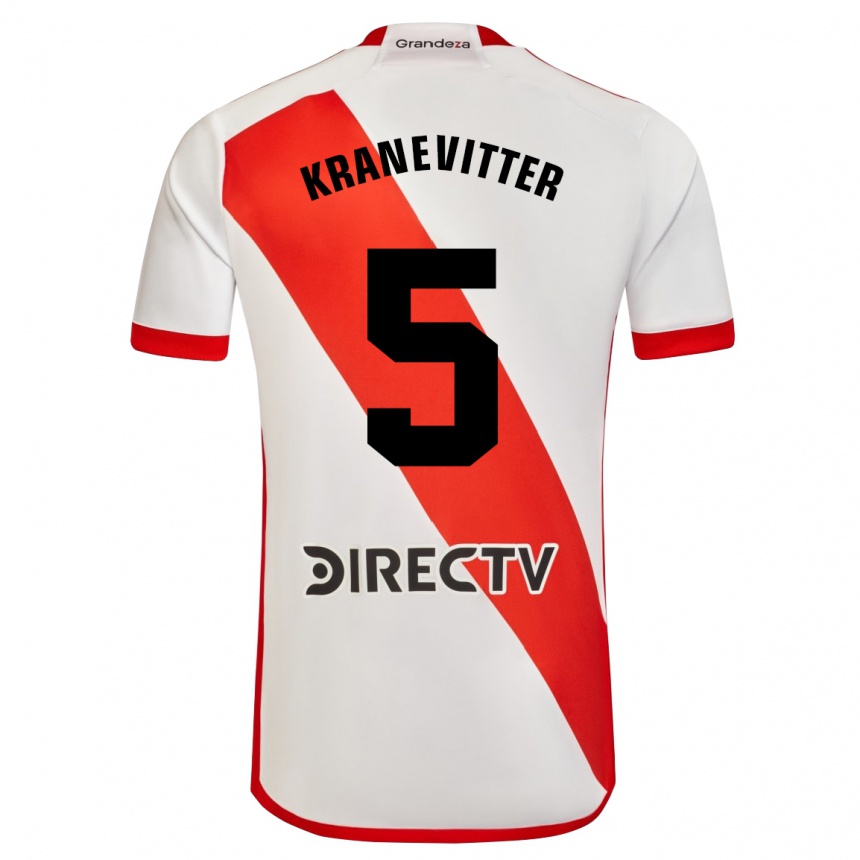 Kinder Fußball Matías Kranevitter #5 Weiß Rot Heimtrikot Trikot 2024/25 T-Shirt Luxemburg