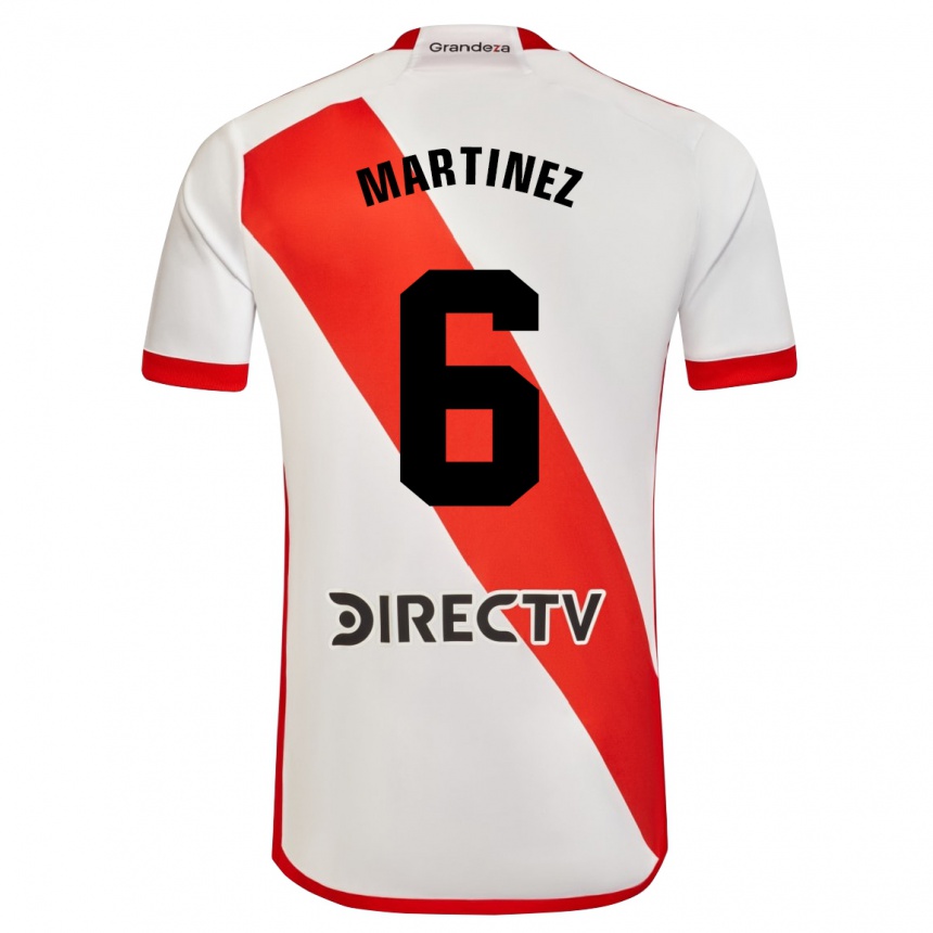 Kinder Fußball David Martínez #6 Weiß Rot Heimtrikot Trikot 2024/25 T-Shirt Luxemburg