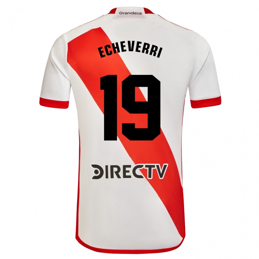 Kinder Fußball Claudio Echeverri #19 Weiß Rot Heimtrikot Trikot 2024/25 T-Shirt Luxemburg