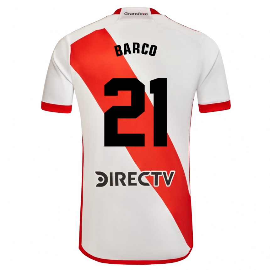 Kinder Fußball Esequiel Barco #21 Weiß Rot Heimtrikot Trikot 2024/25 T-Shirt Luxemburg