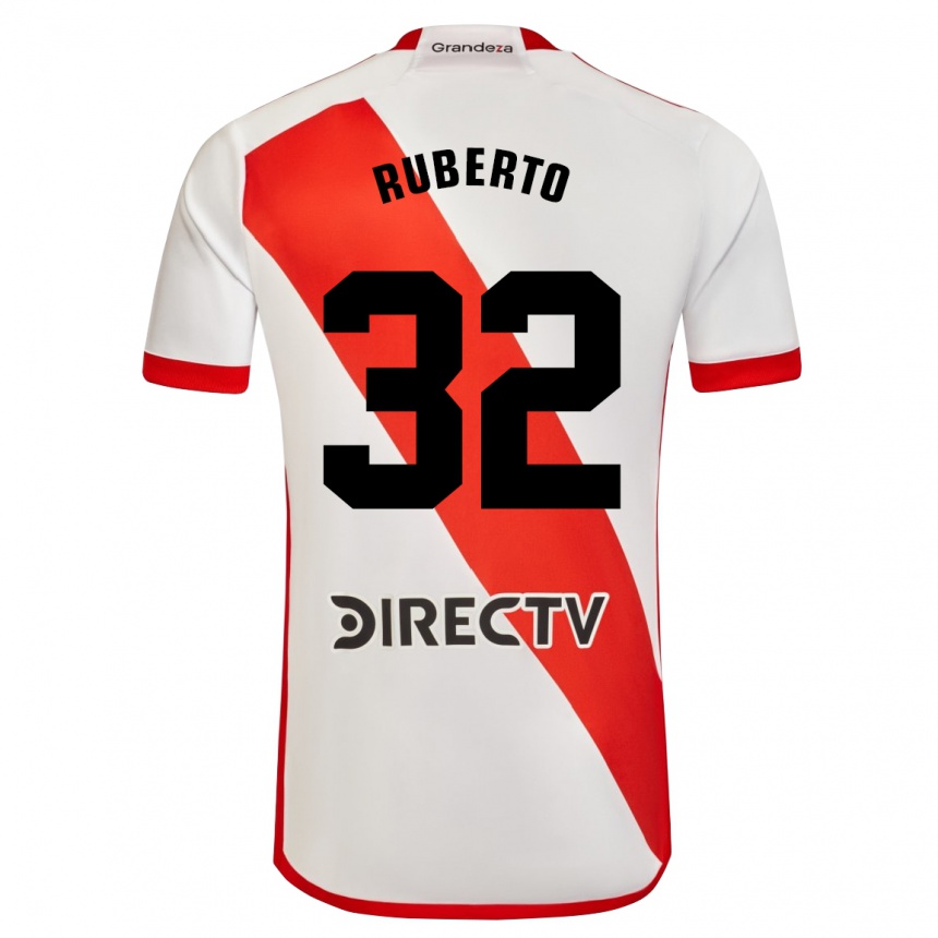 Kinder Fußball Agustín Ruberto #32 Weiß Rot Heimtrikot Trikot 2024/25 T-Shirt Luxemburg