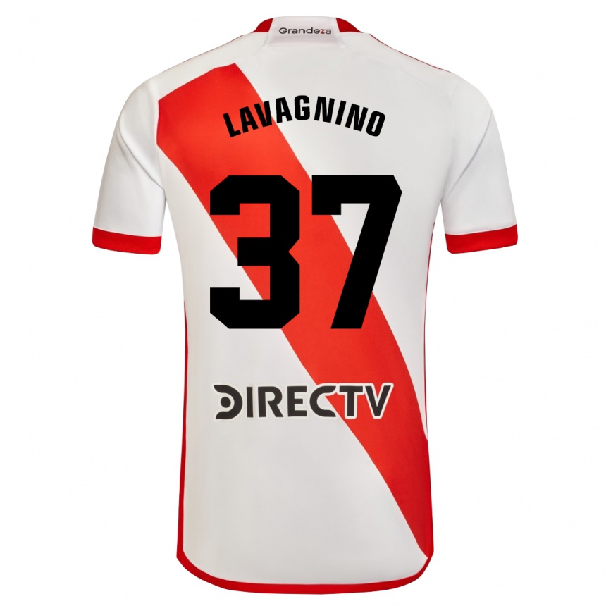 Kinder Fußball Lucas Lavagnino #37 Weiß Rot Heimtrikot Trikot 2024/25 T-Shirt Luxemburg