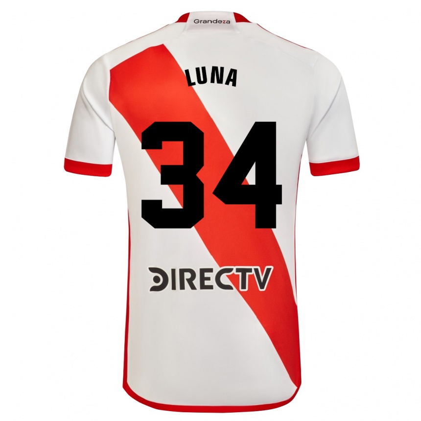 Kinder Fußball Jonás Luna #34 Weiß Rot Heimtrikot Trikot 2024/25 T-Shirt Luxemburg