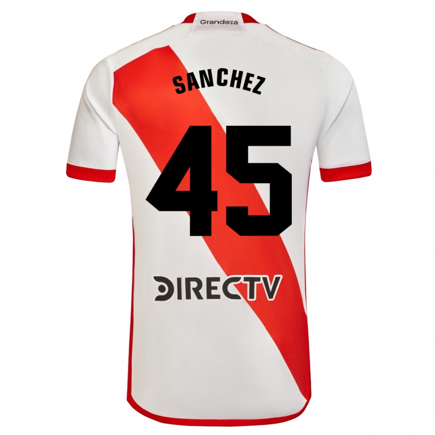 Kinder Fußball Sebastián Sánchez #45 Weiß Rot Heimtrikot Trikot 2024/25 T-Shirt Luxemburg