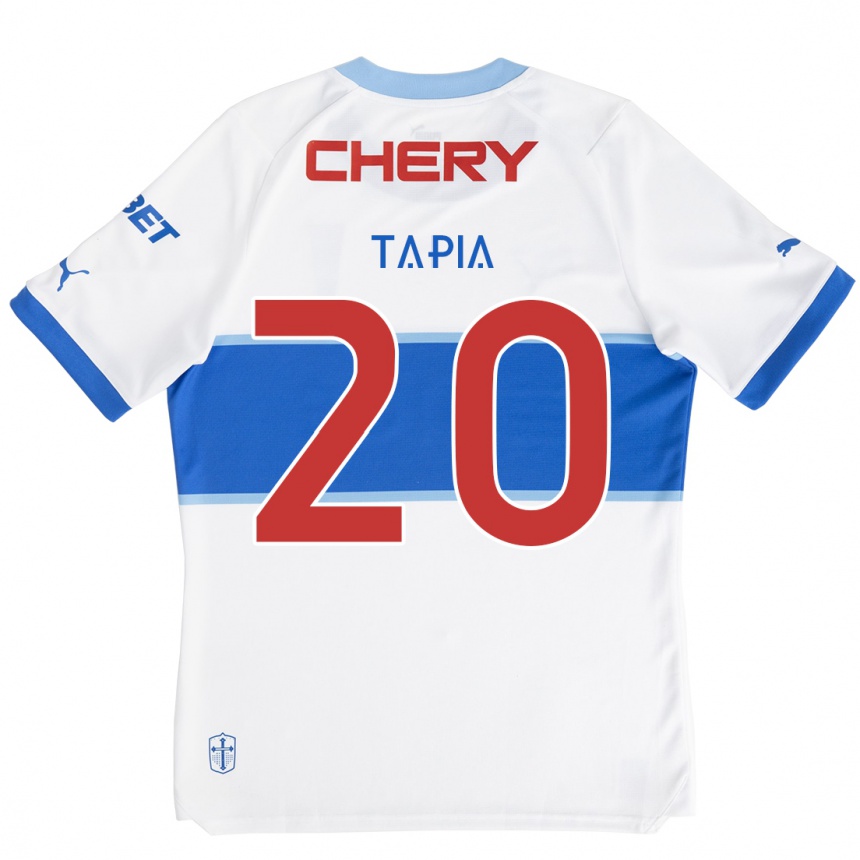 Kinder Fußball Gonzalo Tapia #20 Weiß Blau Heimtrikot Trikot 2024/25 T-Shirt Luxemburg