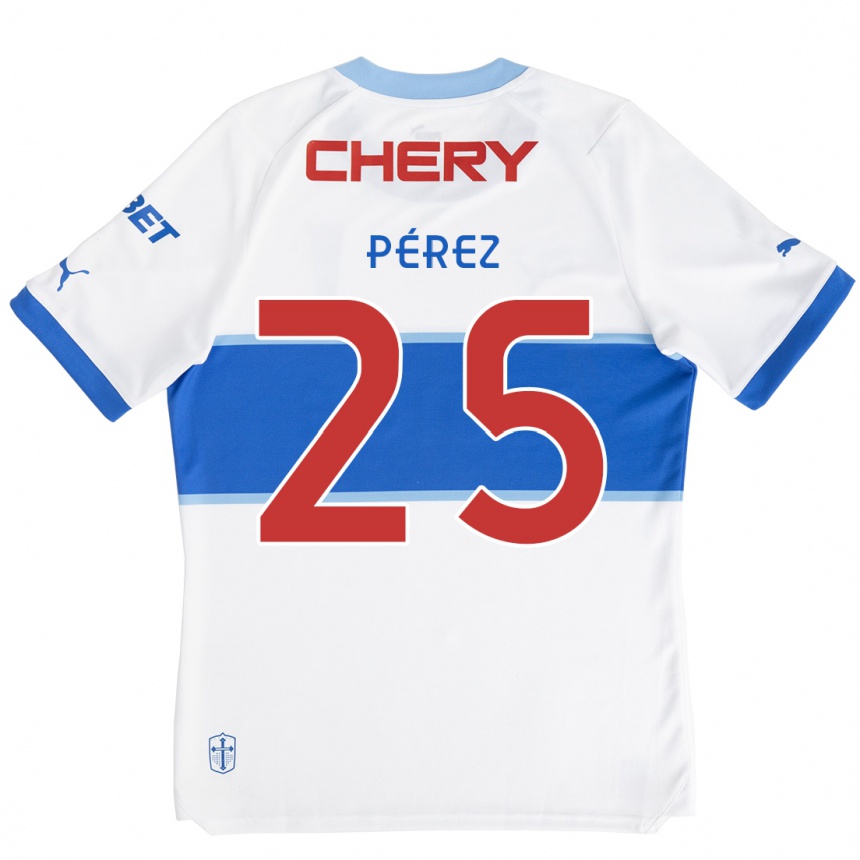 Kinder Fußball Sebastián Pérez #25 Weiß Blau Heimtrikot Trikot 2024/25 T-Shirt Luxemburg