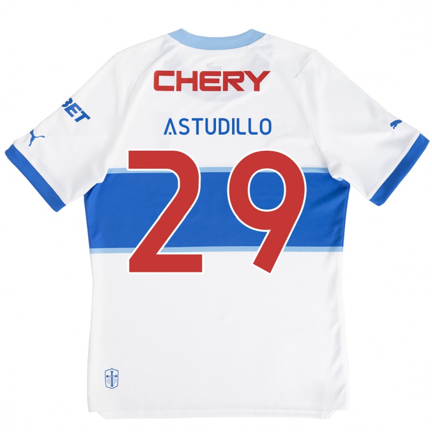 Kinder Fußball Aaron Astudillo #29 Weiß Blau Heimtrikot Trikot 2024/25 T-Shirt Luxemburg