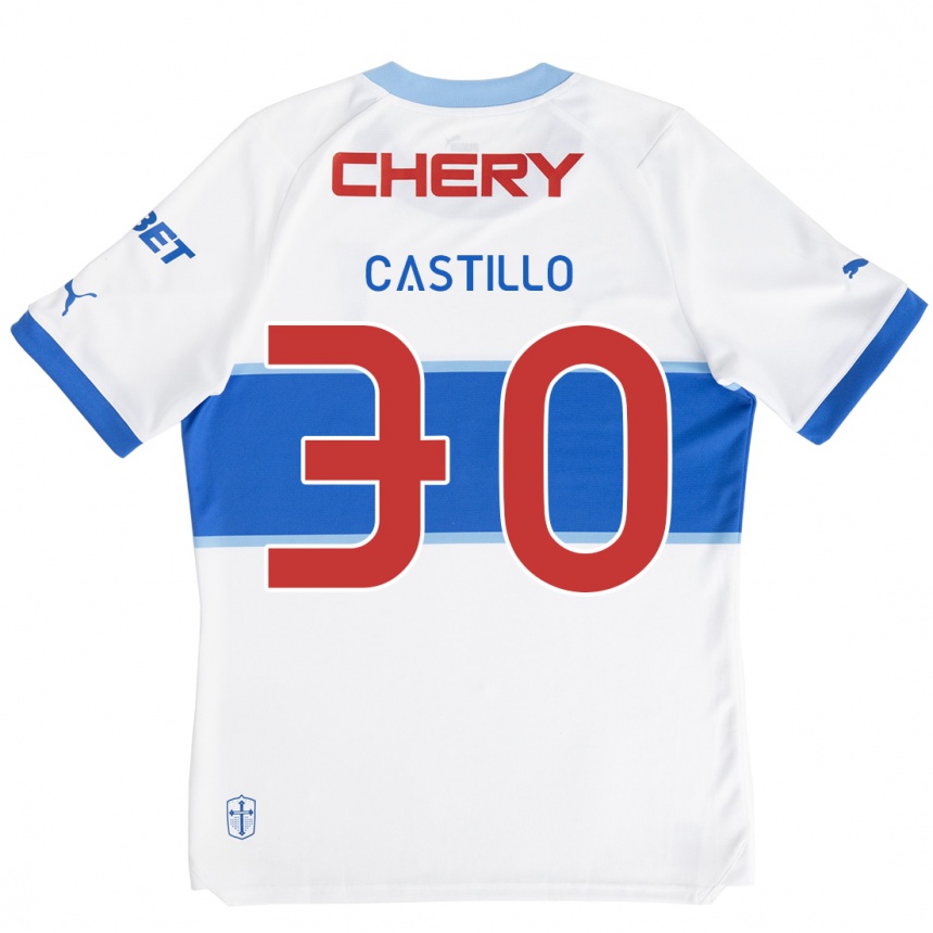 Kinder Fußball Nicolás Castillo #30 Weiß Blau Heimtrikot Trikot 2024/25 T-Shirt Luxemburg