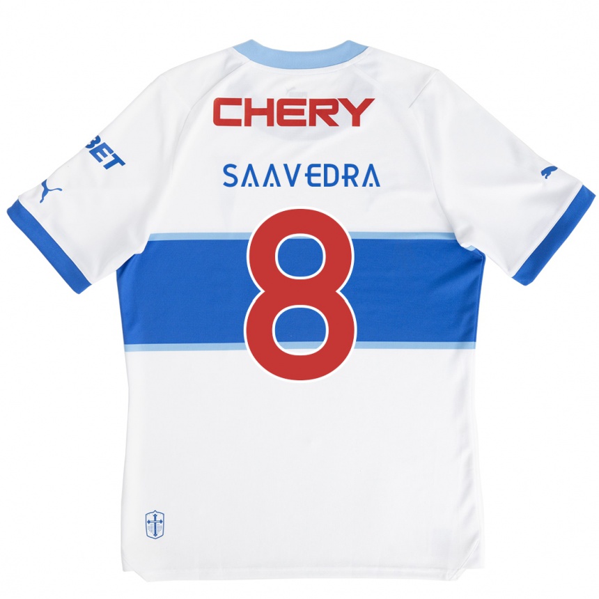 Kinder Fußball Ignacio Saavedra #8 Weiß Blau Heimtrikot Trikot 2024/25 T-Shirt Luxemburg