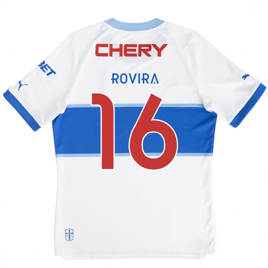 Kinder Fußball Brayan Rovira #16 Weiß Blau Heimtrikot Trikot 2024/25 T-Shirt Luxemburg