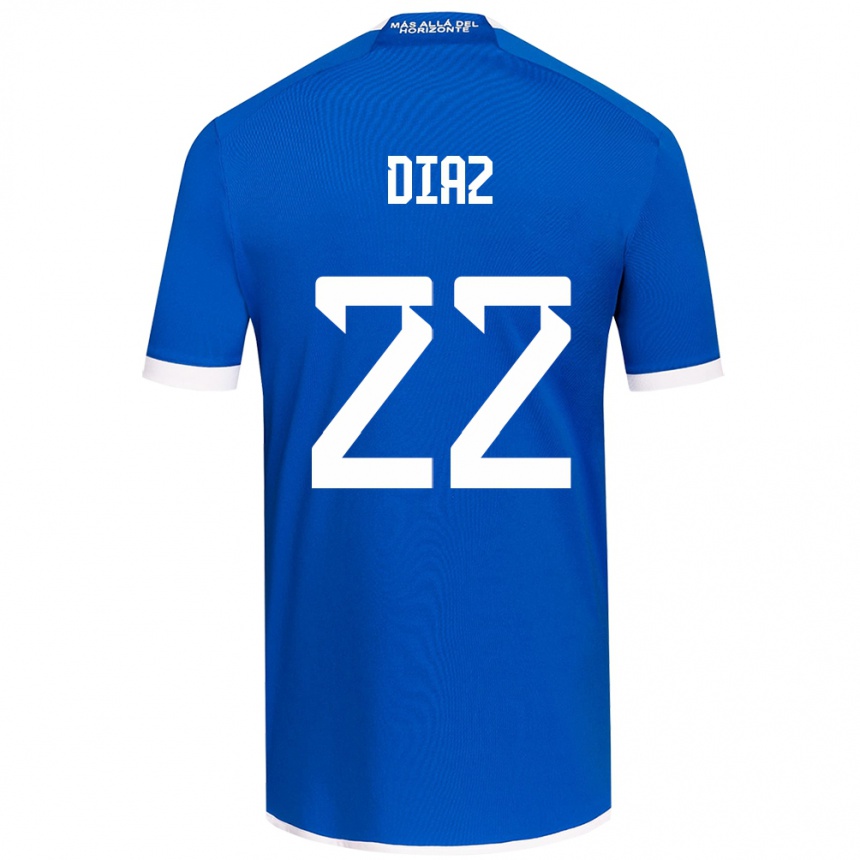 Kinder Fußball Valentina Díaz #22 Blau Weiss Heimtrikot Trikot 2024/25 T-Shirt Luxemburg