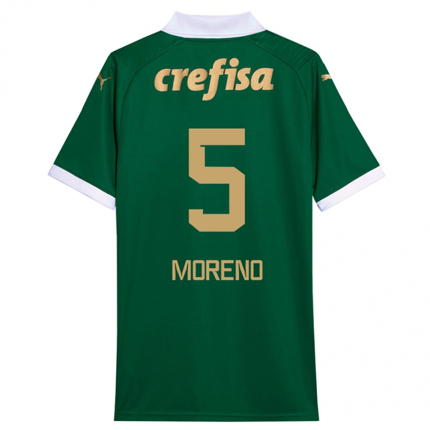 Kinder Fußball Aníbal Moreno #5 Grün Weiß Heimtrikot Trikot 2024/25 T-Shirt Luxemburg