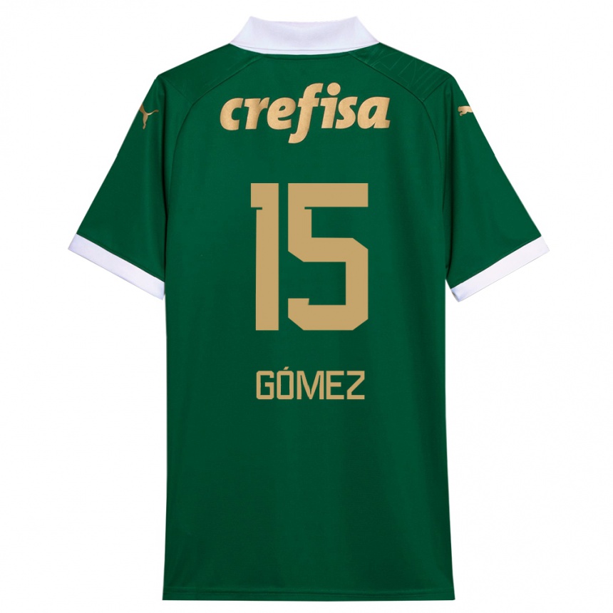 Kinder Fußball Gustavo Gómez #15 Grün Weiß Heimtrikot Trikot 2024/25 T-Shirt Luxemburg