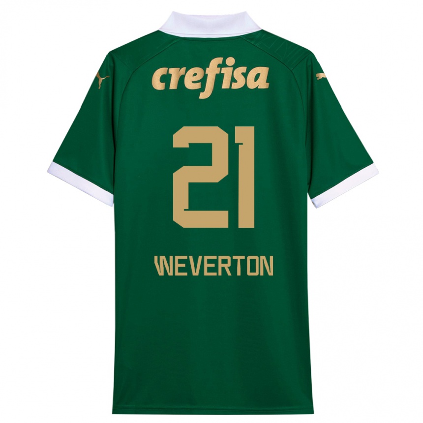 Kinder Fußball Weverton #21 Grün Weiß Heimtrikot Trikot 2024/25 T-Shirt Luxemburg