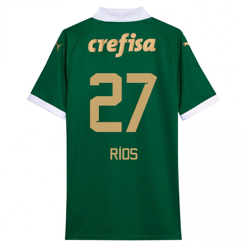 Kinder Fußball Richard Ríos #27 Grün Weiß Heimtrikot Trikot 2024/25 T-Shirt Luxemburg