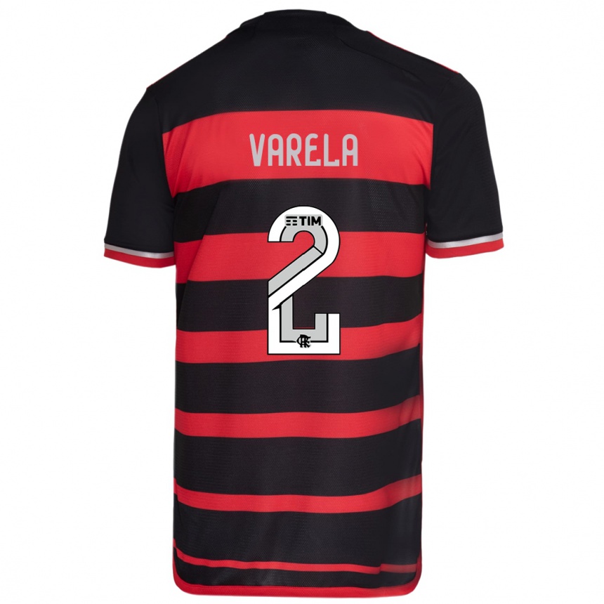 Kinder Fußball Guillermo Varela #2 Rot Schwarz Heimtrikot Trikot 2024/25 T-Shirt Luxemburg