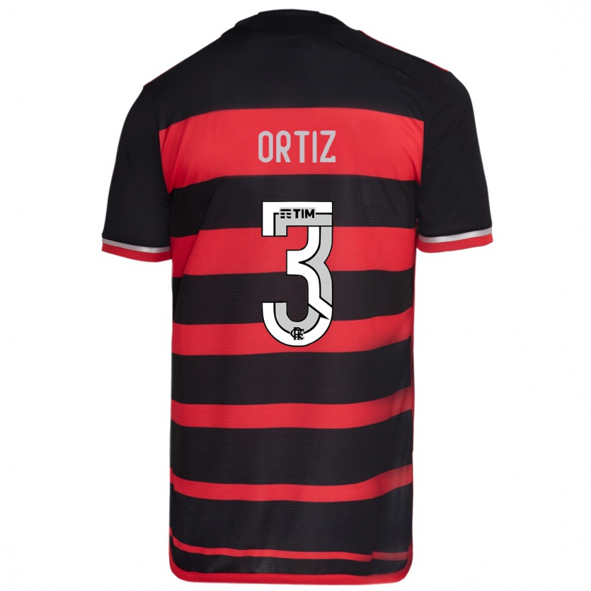 Kinder Fußball Léo Ortiz #3 Rot Schwarz Heimtrikot Trikot 2024/25 T-Shirt Luxemburg