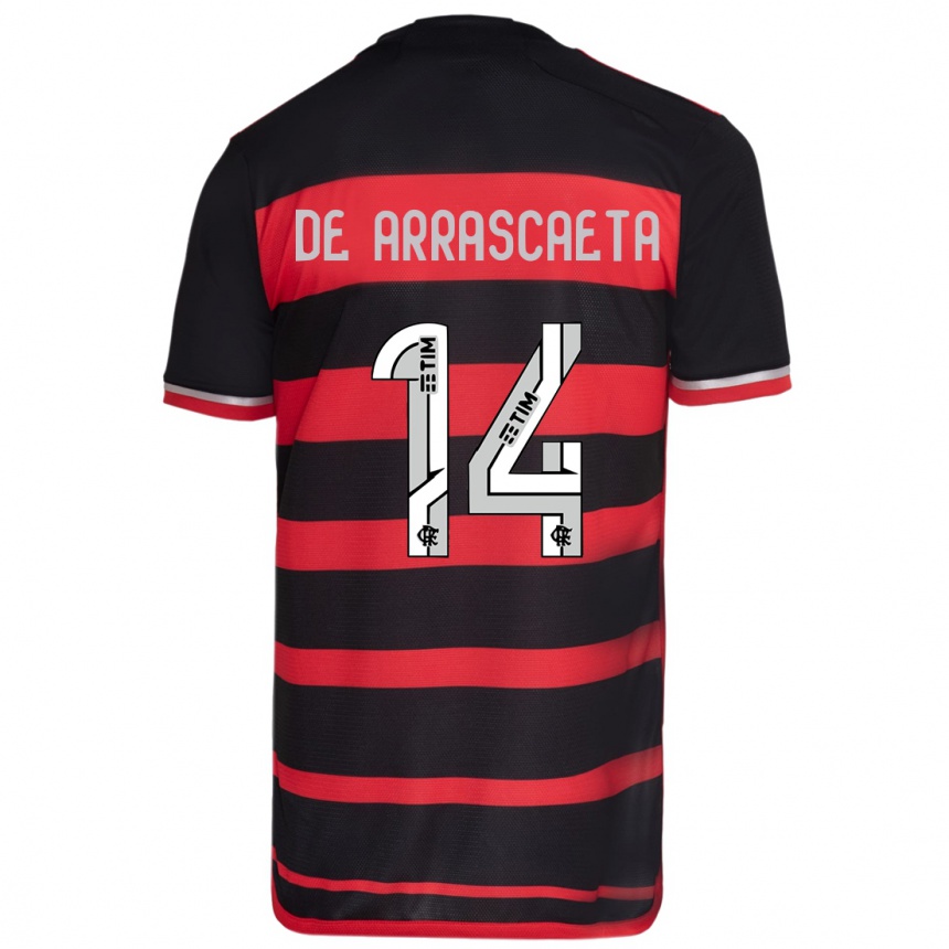 Kinder Fußball Giorgian De Arrascaeta #14 Rot Schwarz Heimtrikot Trikot 2024/25 T-Shirt Luxemburg