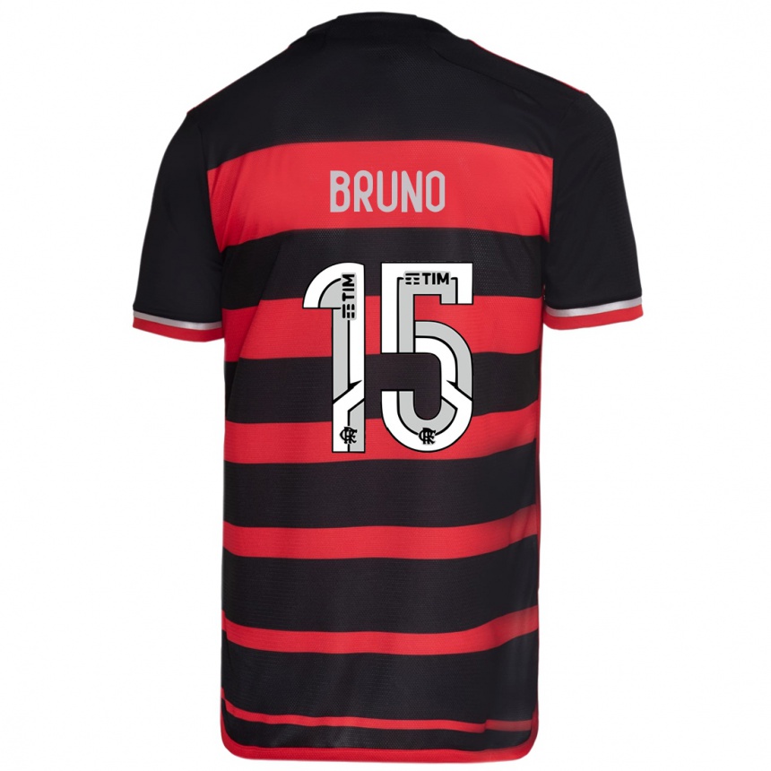 Kinder Fußball Fabrício Bruno #15 Rot Schwarz Heimtrikot Trikot 2024/25 T-Shirt Luxemburg